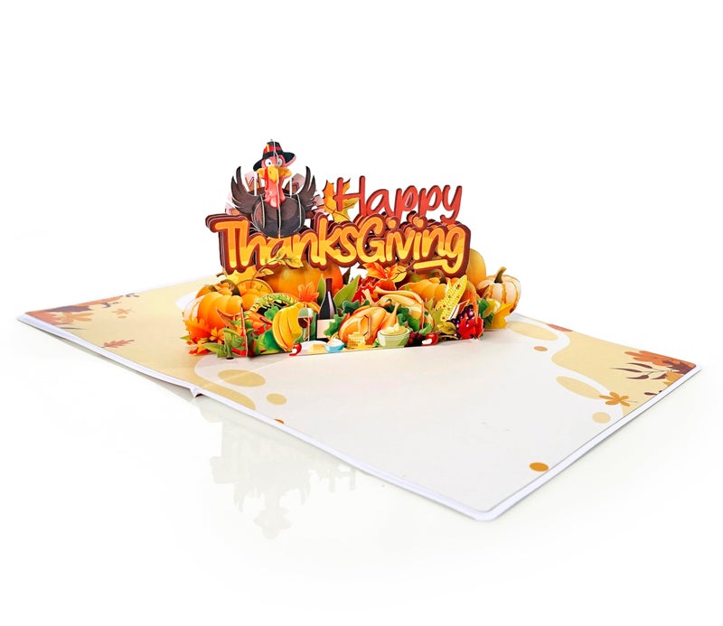 CUT POPUP.COM CUTPOPUP Happy Thanksgiving Card Pop Up, Thanksgiving Card Pop Up, Fall Greeting Thank You Holiday Card (Thanksgiving Text) - Image 2